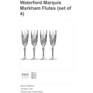 Marquis by Waterford Markham Champagne Flute Set of 4 – Crystal Cut Glasses